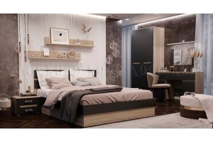 Набор мебели для спальни "Ким" (дуб сонома - графит софт)