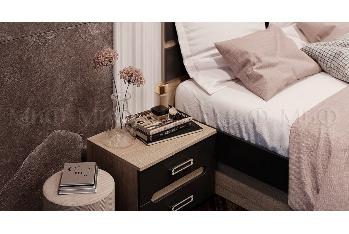 Спальня Ким дуб сонома - графит софт