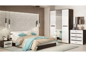 Набор мебели для спальни "Ким" (венге - белый-глянец)