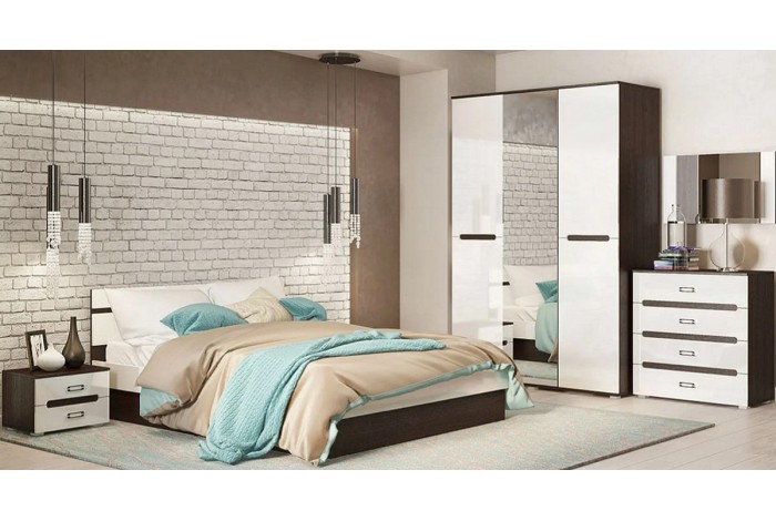 Кровать Ким 1,6 венге - белый глянец