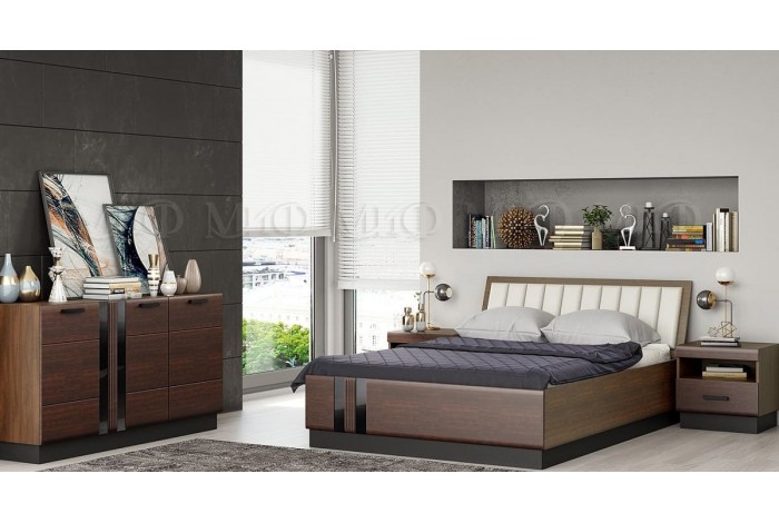 Кровать Магнолия 1,6 с подъемным механизмом орех дерево