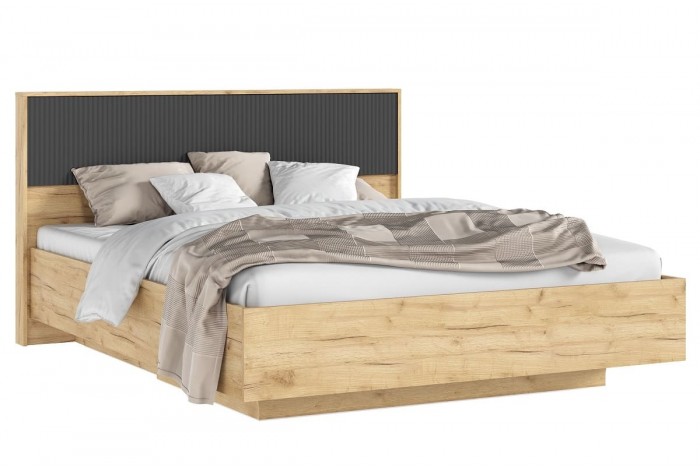 Кровать парящая 1,6 м Марвэл с ортопедическим основанием (металл) Дуб Крафт Золотой - Браш Графит