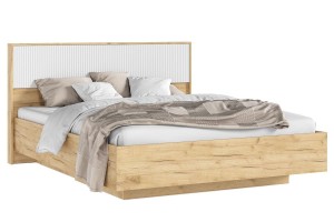 Кровать парящая "Марвэл" 1,6 м с ортопед основ (металл) Дуб Крафт Золотой - Браш Вайт