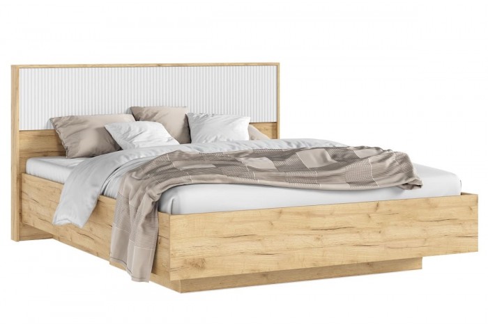 Кровать парящая 1,6 м Марвэл с ортопедическим основанием (металл) Дуб Крафт Золотой - Браш Вайт