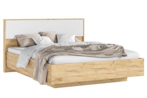 Кровать парящая "Марвэл" 1,6 м с подъемным механизмом Дуб Крафт Золотой - Браш Вайт