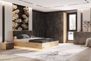 Набор мебели для спальни "Марвэл" (Дуб Крафт Золотой - Мальта Грей)