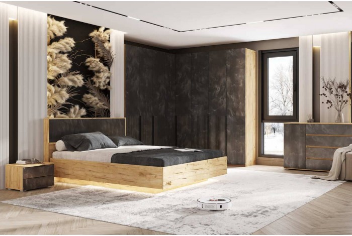 Спальня Марвэл Дуб Крафт Золотой - Мальта Грей