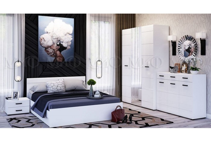 Кровать Нэнси New 1,4 белый - белый глянец