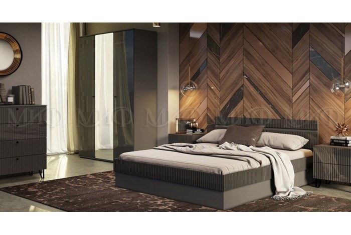 Набор мебели для спальни Оливия графит - графит глянец