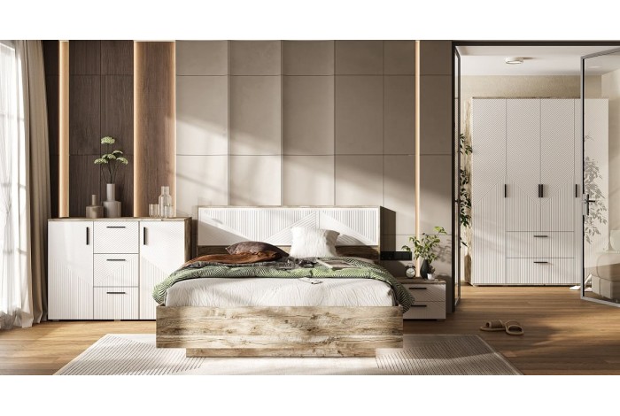 Спальня Сильвия - 1 Дуб Юкон - Браш Вайт