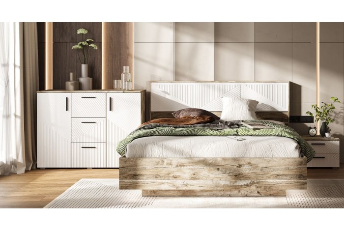 Спальня Сильвия - 2 Дуб Юкон - Браш Вайт