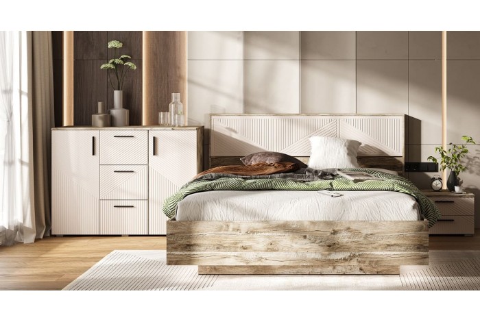 Спальня Сильвия - 2 Дуб Юкон - Кашемир