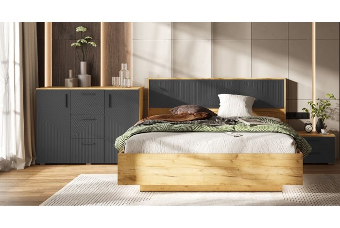 Спальня Сильвия - 2 Дуб Крафт Золотой - Браш Графит