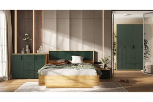 Набор мебели для спальни Сильвия - 1 Дуб Крафт Золотой - Браш Мени Грин