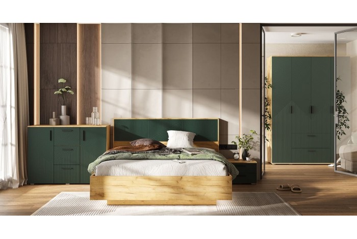 Спальня Сильвия - 1 Дуб Крафт Золотой - Браш Мени Грин