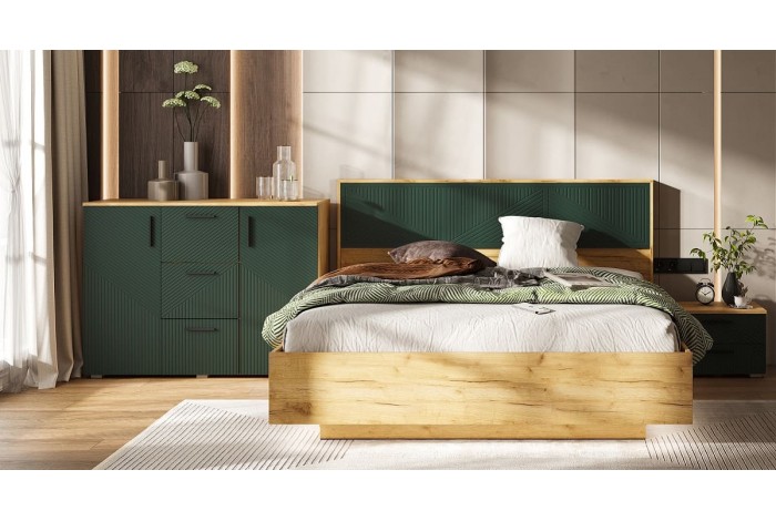 Спальня Сильвия - 2 Дуб Крафт Золотой - Браш Мени Грин