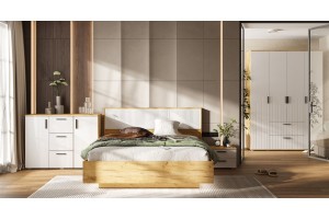 Набор мебели для спальни Сильвия - 1 Дуб Крафт Золотой - Браш Вайт