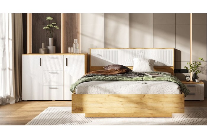 Спальня Сильвия - 2 Дуб Крафт Золотой - Браш Вайт