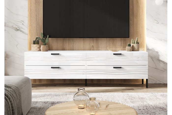 Тумба под ТВ Асти ТБ-002 металл белый матовый - белый глянец