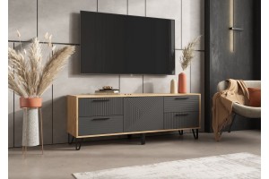 Тумба под ТВ "Флэш" (1500) (Браш Графит - Дуб Крафт)