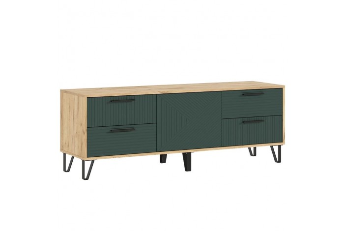 Тумба под ТВ Флэш 1500 Браш Мени Грин - Дуб Крафт