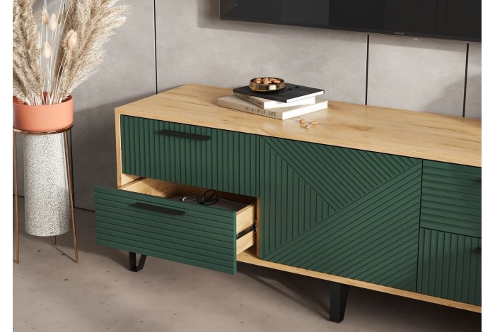 Тумба под ТВ Флэш 1500 Браш Мени Грин - Дуб Крафт