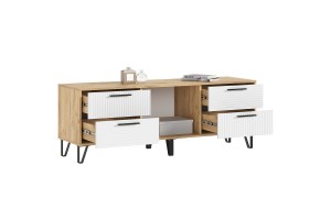 Тумба под ТВ "Флэш" (1500) (Браш Вайт - Дуб Крафт)