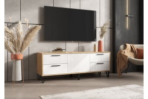 Тумба под ТВ "Флэш" (1500) (Браш Вайт - Дуб Крафт)