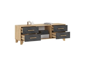 Тумба под ТВ "Ирис" (1500) (Браш Графит - Дуб Крафт)