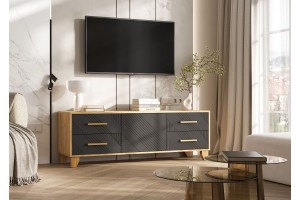 Тумба под ТВ "Ирис" (1500) (Браш Графит - Дуб Крафт)