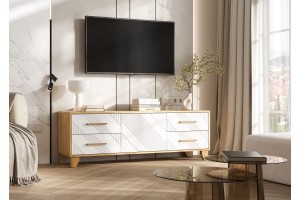 Тумба под ТВ "Ирис" (1500) (Браш Вайт - Дуб Крафт)