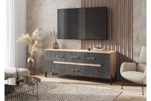 Тумба под ТВ "Ким" металл (дуб сонома - бетон графит)