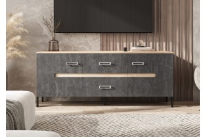 Тумба под ТВ "Ким" металл (дуб сонома - бетон графит)