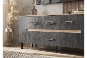 Тумба под ТВ "Ким" металл (дуб сонома - бетон графит)