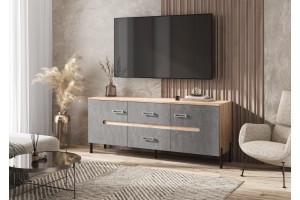 Тумба под ТВ "Ким" металл (дуб сонома - бетон темный)