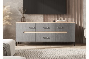 Тумба под ТВ "Ким" металл (дуб сонома - бетон темный)