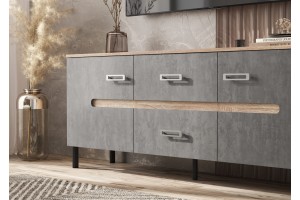 Тумба под ТВ "Ким" металл (дуб сонома - бетон темный)