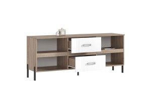 Тумба под ТВ "Ким" металл (дуб сонома - белый глянец холодный)