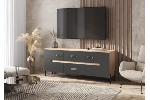 Тумба под ТВ "Ким" металл (дуб сонома - графит софт)