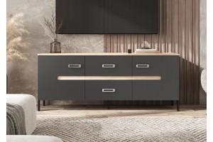 Тумба под ТВ "Ким" металл (дуб сонома - графит софт)