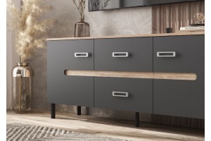 Тумба под ТВ "Ким" металл (дуб сонома - графит софт)