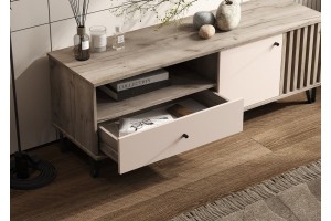 Тумба под ТВ Роджина (1500) (Дуб Крафт серый - Кашемир)
