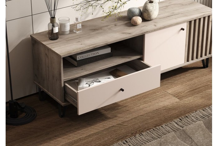 Тумба под ТВ Роджина 1500 Дуб Крафт серый - Кашемир