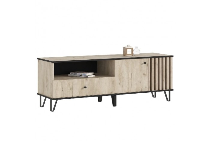 Тумба под ТВ Роджина 1500 Дуб Крафт серый - Дуб Крафт серый
