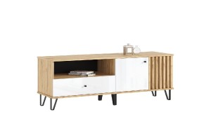 Тумба под ТВ Роджина (1500) (Дуб Крафт золотой - Белый глянец)