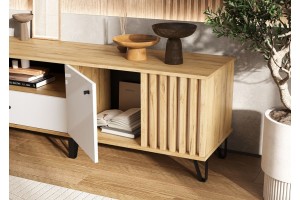 Тумба под ТВ Роджина (1500) (Дуб Крафт золотой - Белый глянец)