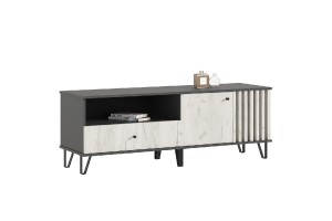 Тумба под ТВ Роджина (1500) (Графит - Дуб Крафт белый)