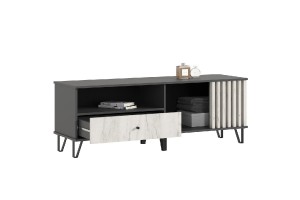 Тумба под ТВ Роджина (1500) (Графит - Дуб Крафт белый)