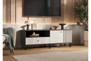 Тумба под ТВ Роджина (1500) (Графит - Дуб Крафт белый)