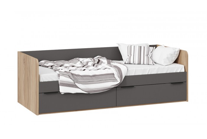 Кровать «Порто» 800 - ТД-393.12.01 Яблоня Беллуно, Графит софт